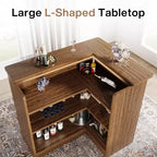 Meuble de bar en L, Table d'angle à liqueur à 4 niveaux avec porte-verres et étagères de rangement, pour cuisine, salon, bar à domicile