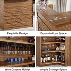 Meuble de bar en L, Table d'angle à liqueur à 4 niveaux avec porte-verres et étagères de rangement, pour cuisine, salon, bar à domicile