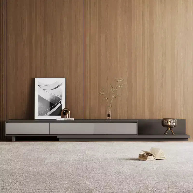 Meuble TV extensible Mid-century moderne, s'étend jusqu'à 360 cm, avec 3 tiroirs de rangement