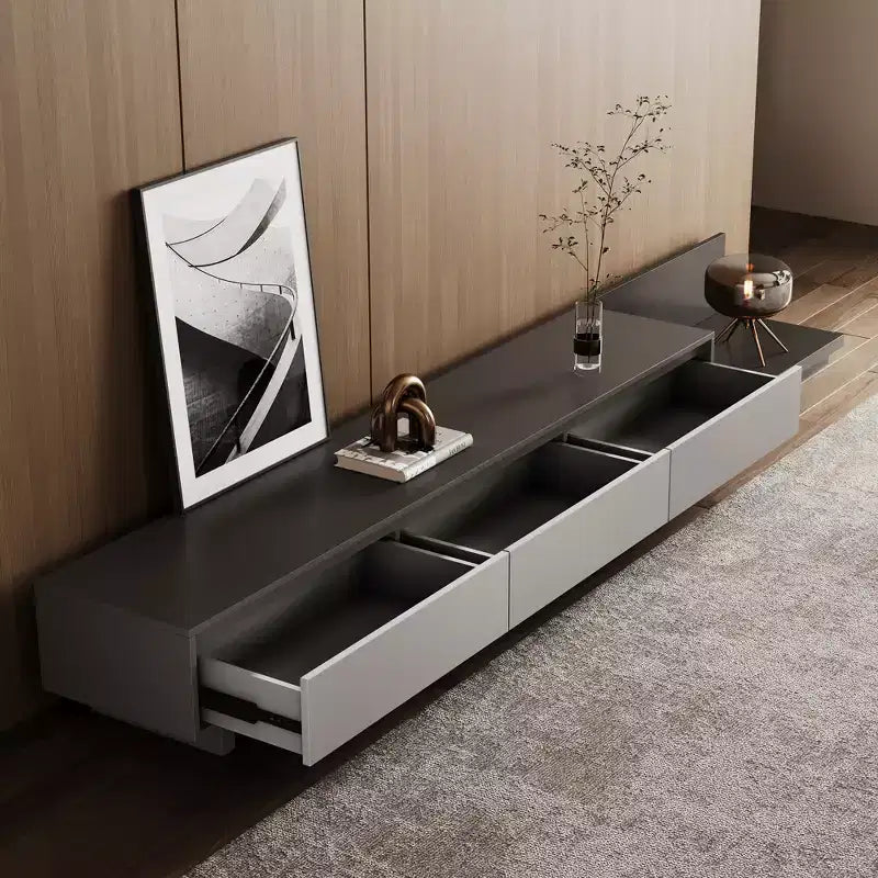 Meuble TV extensible Mid-century moderne, s'étend jusqu'à 360 cm, avec 3 tiroirs de rangement