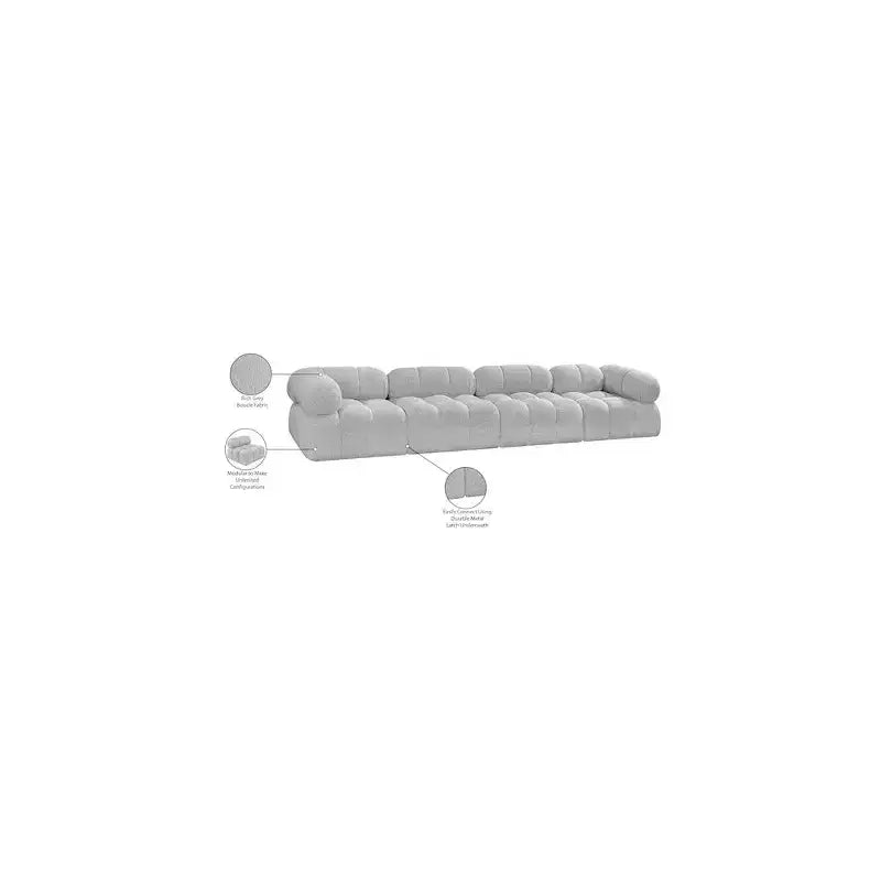 Canapé modulaire en tissu bouclé gris, modulable pour le salon