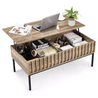 COZONY Wooden Lift Top Coffee Table  43'' Living Room Center Table with Hidden Storage Compartment, Lift Tabletop Dining Desk, Teak Finish