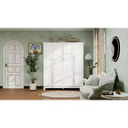 Armoire blanche en bois de 156 cm avec 2 tiroirs, tringle à vêtements et étagères, dressing 4 portes