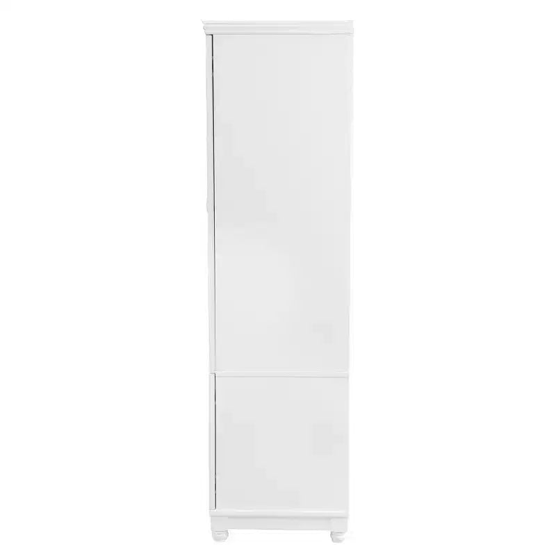 Armoire blanche en bois de 156 cm avec 2 tiroirs, tringle à vêtements et étagères, dressing 4 portes