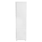 Armoire blanche en bois de 156 cm avec 2 tiroirs, tringle à vêtements et étagères, dressing 4 portes