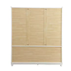 Armoire blanche en bois de 156 cm avec 2 tiroirs, tringle à vêtements et étagères, dressing 4 portes
