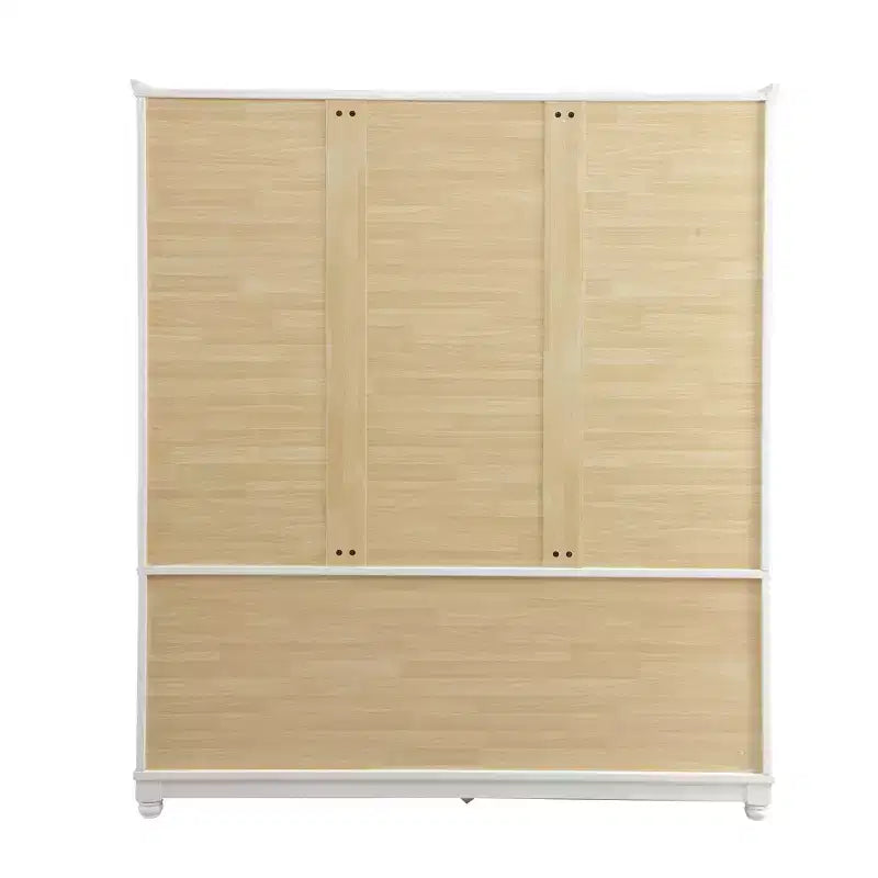 Armoire blanche en bois de 156 cm avec 2 tiroirs, tringle à vêtements et étagères, dressing 4 portes