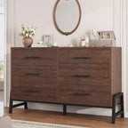 52 Wide 6-Drawer Dresser, Large Storage Wood Chest for Bedroom, Freestanding Closet Organizer for Living Room & Entryway