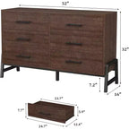 Commode à 6 tiroirs, grande commode en bois pour chambre à coucher, organisateur de placard autoportant pour salon et entrée