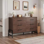 Commode à 6 tiroirs, grande commode en bois pour chambre à coucher, organisateur de placard autoportant pour salon et entrée