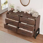 Commode à 6 tiroirs, grande commode en bois pour chambre à coucher, organisateur de placard autoportant pour salon et entrée