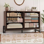 Commode à 6 tiroirs, grande commode en bois pour chambre à coucher, organisateur de placard autoportant pour salon et entrée