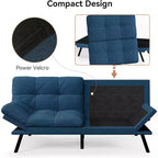 Canapé futon convertible, Causeuse convertible, Canapé en tissu de lin avec dossier et accoudoirs réglables pour salon, chambre d'amis - Gris clair