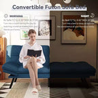 Canapé futon convertible, Causeuse convertible, Canapé en tissu de lin avec dossier et accoudoirs réglables pour salon, chambre d'amis - Gris clair