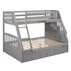 Lit superposé double sur toute la longueur avec tiroirs et escalier de rangement, cadre de lit superposé détachable en bois massif convertible