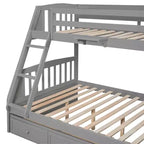 Lit superposé double sur toute la longueur avec tiroirs et escalier de rangement, cadre de lit superposé détachable en bois massif convertible