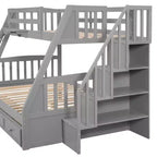 Lit superposé double sur toute la longueur avec tiroirs et escalier de rangement, cadre de lit superposé détachable en bois massif convertible