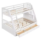 Lit superposé double sur toute la longueur avec tiroirs et escalier de rangement, cadre de lit superposé détachable en bois massif convertible