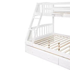 Lit superposé double sur toute la longueur avec tiroirs et escalier de rangement, cadre de lit superposé détachable en bois massif convertible