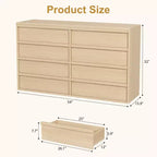 Commode à 8 tiroirs pour chambre à coucher, commode en chêne naturel de 137 cm de large, organisateur en bois pour salon, chambre d'enfant, entrée
