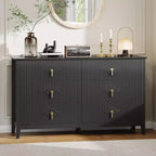 Commode haute cannelée, armoire de rangement en bois à 5 tiroirs pour chambre et salon