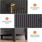 Commode haute cannelée, armoire de rangement en bois à 5 tiroirs pour chambre et salon