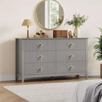 Commode haute cannelée, armoire de rangement en bois à 5 tiroirs pour chambre et salon