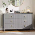 Commode haute cannelée, armoire de rangement en bois à 5 tiroirs pour chambre et salon