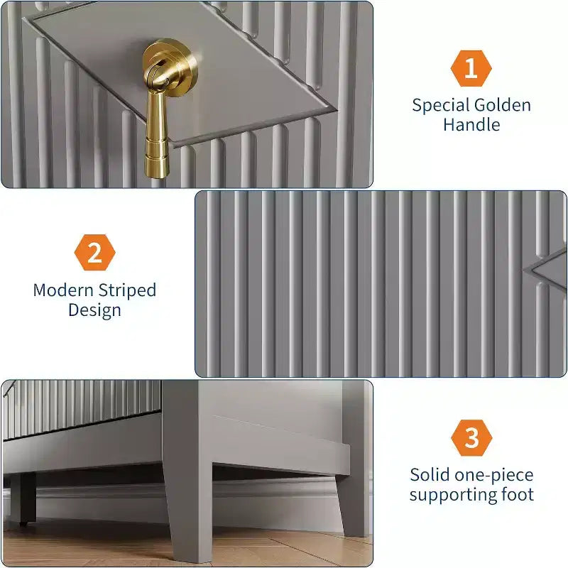 Commode haute cannelée, armoire de rangement en bois à 5 tiroirs pour chambre et salon