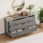 Commode haute cannelée, armoire de rangement en bois à 5 tiroirs pour chambre et salon