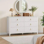 Commode haute cannelée, armoire de rangement en bois à 5 tiroirs pour chambre et salon