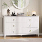 Commode haute cannelée, armoire de rangement en bois à 5 tiroirs pour chambre et salon
