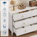 Commode haute cannelée, armoire de rangement en bois à 5 tiroirs pour chambre et salon