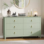 Commode haute cannelée, armoire de rangement en bois à 5 tiroirs pour chambre et salon