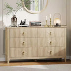 Commode haute cannelée, armoire de rangement en bois à 5 tiroirs pour chambre et salon
