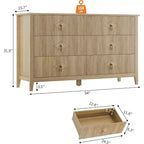 Commode haute cannelée, armoire de rangement en bois à 5 tiroirs pour chambre et salon
