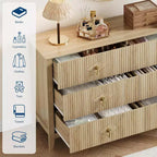 Commode haute cannelée, armoire de rangement en bois à 5 tiroirs pour chambre et salon
