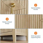 Commode haute cannelée, armoire de rangement en bois à 5 tiroirs pour chambre et salon