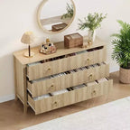 Commode haute cannelée, armoire de rangement en bois à 5 tiroirs pour chambre et salon