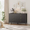 Commode haute cannelée, armoire de rangement en bois à 5 tiroirs pour chambre et salon
