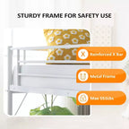 Lit mezzanine en métal pour enfants avec escalier/échelle plate, sommier tapissier non requis, blanc