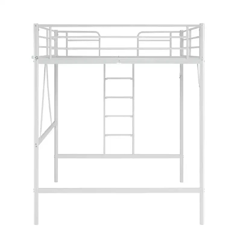 Lit mezzanine en métal pour enfants avec escalier/échelle plate, sommier tapissier non requis, blanc