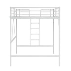 Lit mezzanine en métal pour enfants avec escalier/échelle plate, sommier tapissier non requis, blanc