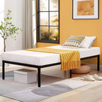 FurnitureR Twin Size Metal Bed Frame with Metal Slats, Heavy Duty Platform Mattress Foundation with Under Bed Storage, Non-Slip Support, Black
