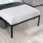 Cadre de lit en métal simple avec lattes métalliques, sommier plateforme robuste avec rangement sous le lit, support antidérapant, noir