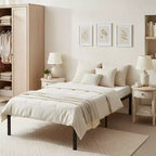 Cadre de lit en métal simple avec lattes métalliques, sommier plateforme robuste avec rangement sous le lit, support antidérapant, noir
