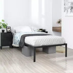 Cadre de lit en métal simple avec lattes métalliques, sommier plateforme robuste avec rangement sous le lit, support antidérapant, noir