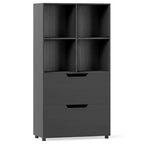 Étagère 4 cubes avec 2 tiroirs pour salon, bureau, espace de travail - Blanc/Noir/Gris/Naturel