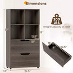 Étagère 4 cubes avec 2 tiroirs pour salon, bureau, espace de travail - Blanc/Noir/Gris/Naturel