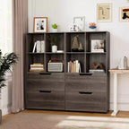 Étagère 4 cubes avec 2 tiroirs pour salon, bureau, espace de travail - Blanc/Noir/Gris/Naturel